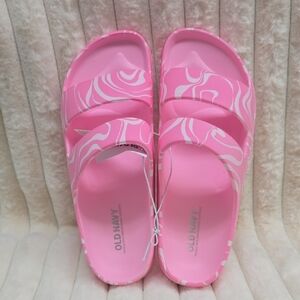 Old Navy Pink & White Swirl Slide Sandals for Kids